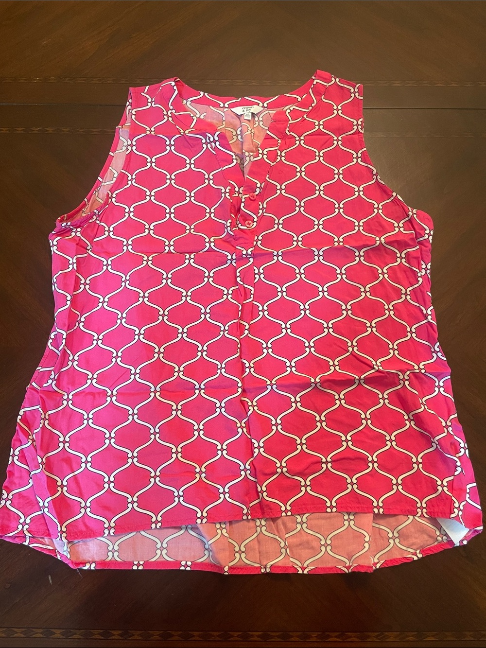 Women’s Crown & Ivy Pink Patterned Tank Top Size XL